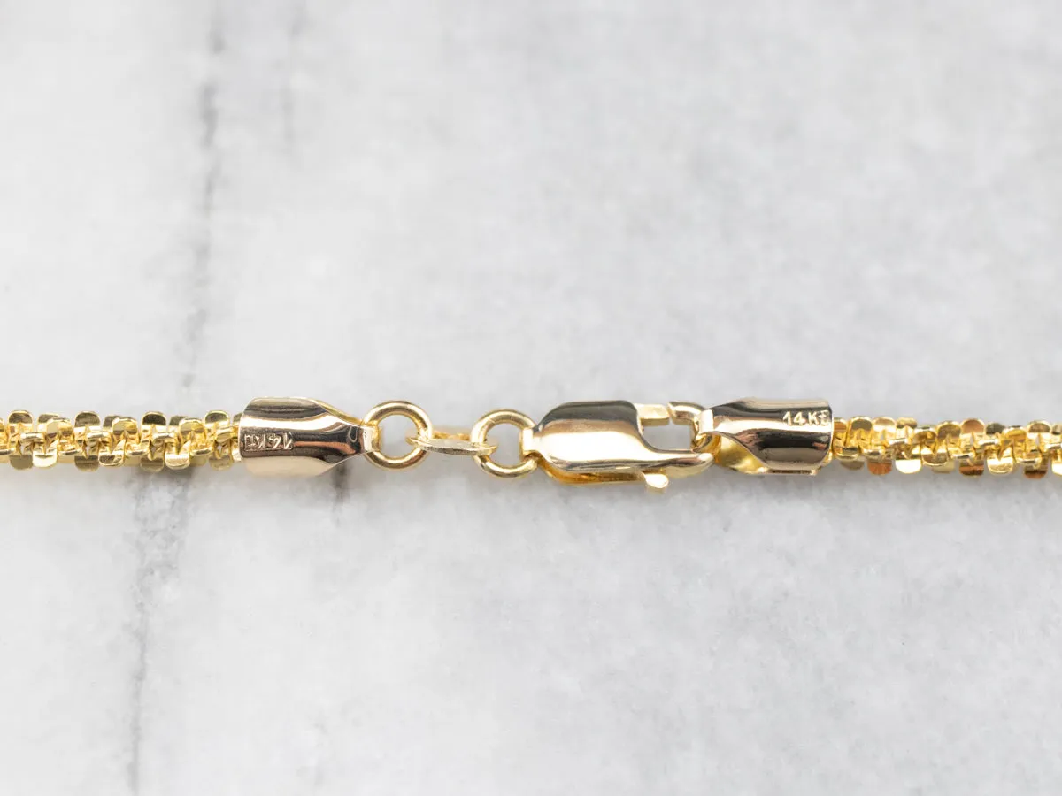 14K Gold Sparkling Fancy Chain Necklace