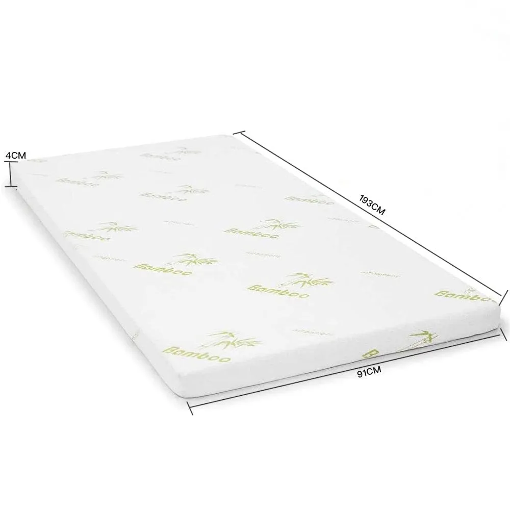 4cm Memory Foam Mattress Protector | Bamboo Cover | Single
