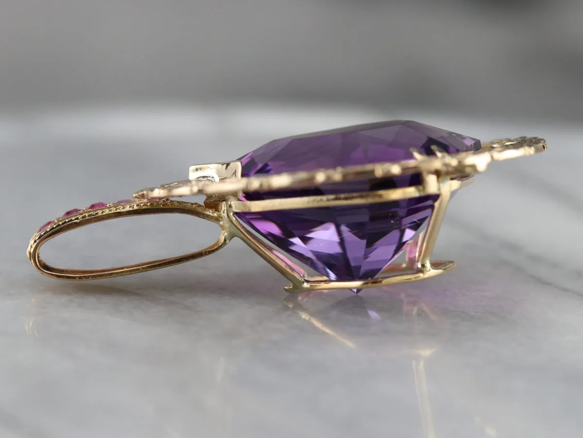 Amethyst and Ruby Statement Pendant