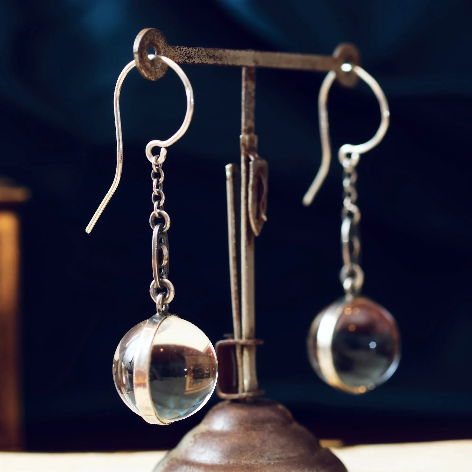Antique Silver 'Pools of Light' Drop Earrings