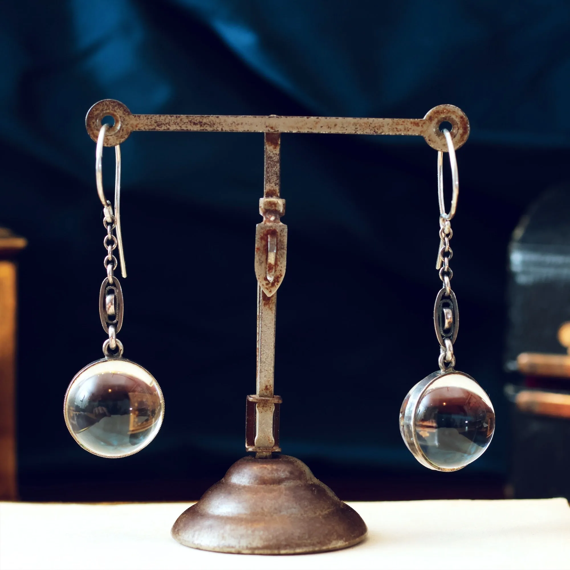 Antique Silver 'Pools of Light' Drop Earrings