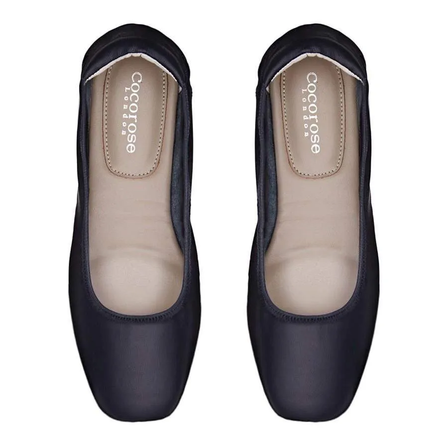 Barnes - Navy Leather Ballet Flats