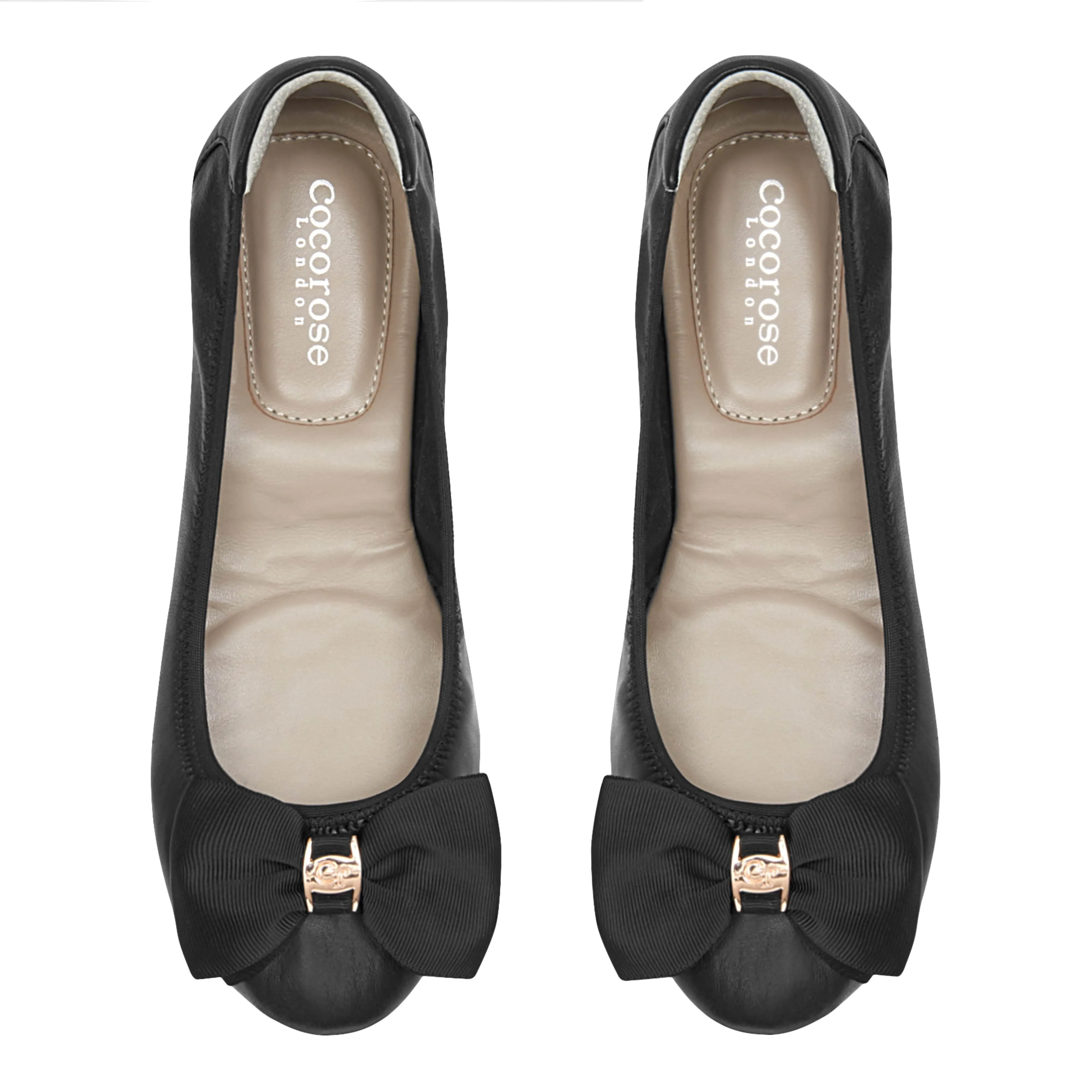 Buckingham - Black Leather Ballerina
