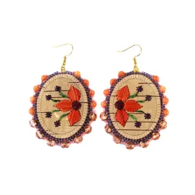 Christina Stonefish Coral Florals Birch Bark Earrings