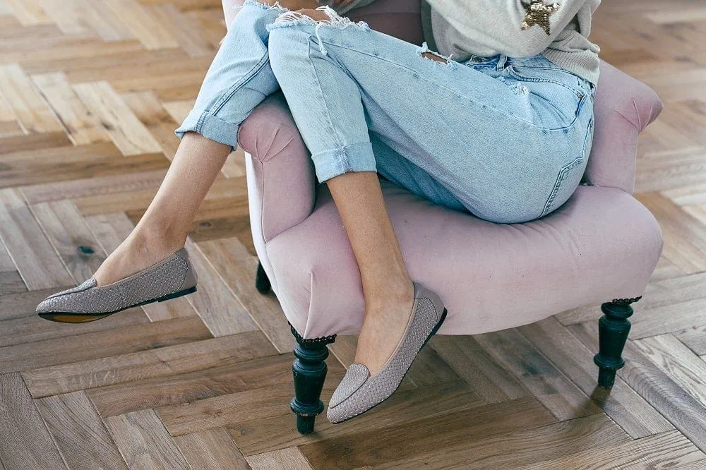 Clapham - Dusky Pink Woven Leather Loafers