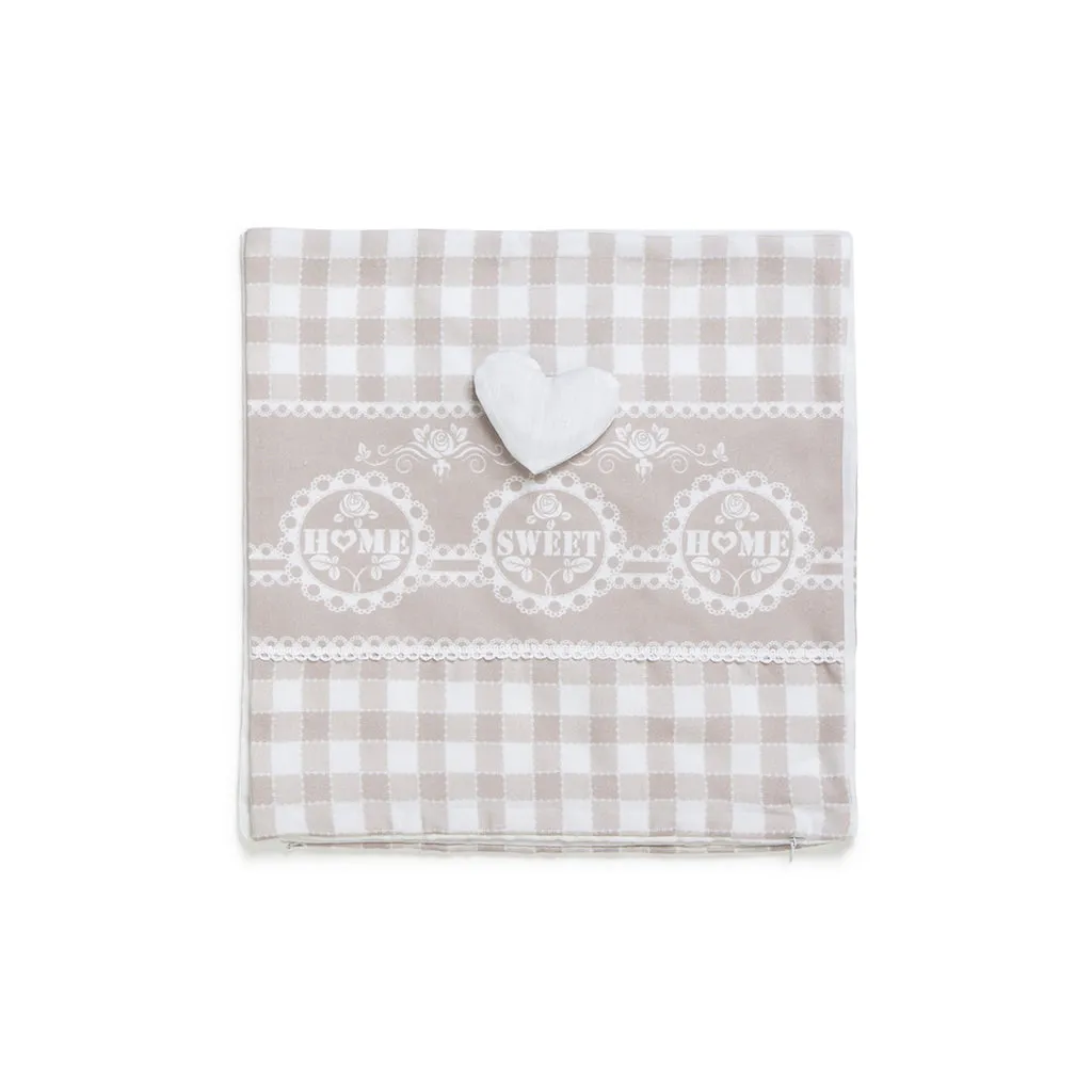 Coppia Federe Cuscini Arredo 43x43 Shabby Chic Beige