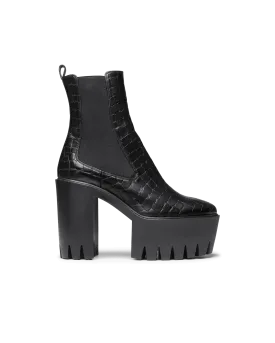 Croc Embossed Platform Bootie