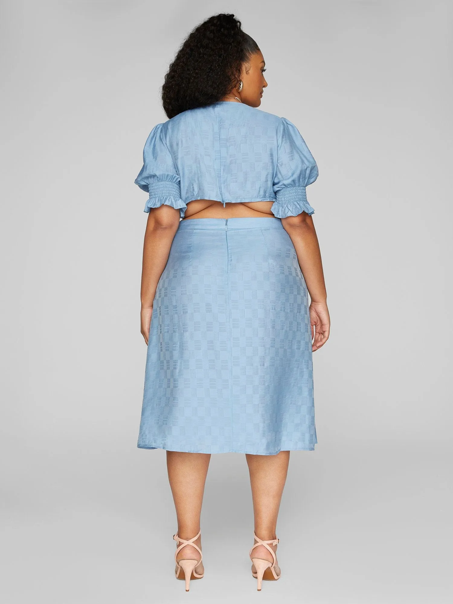 Crystal Circle Detail Cutout Midi Dress