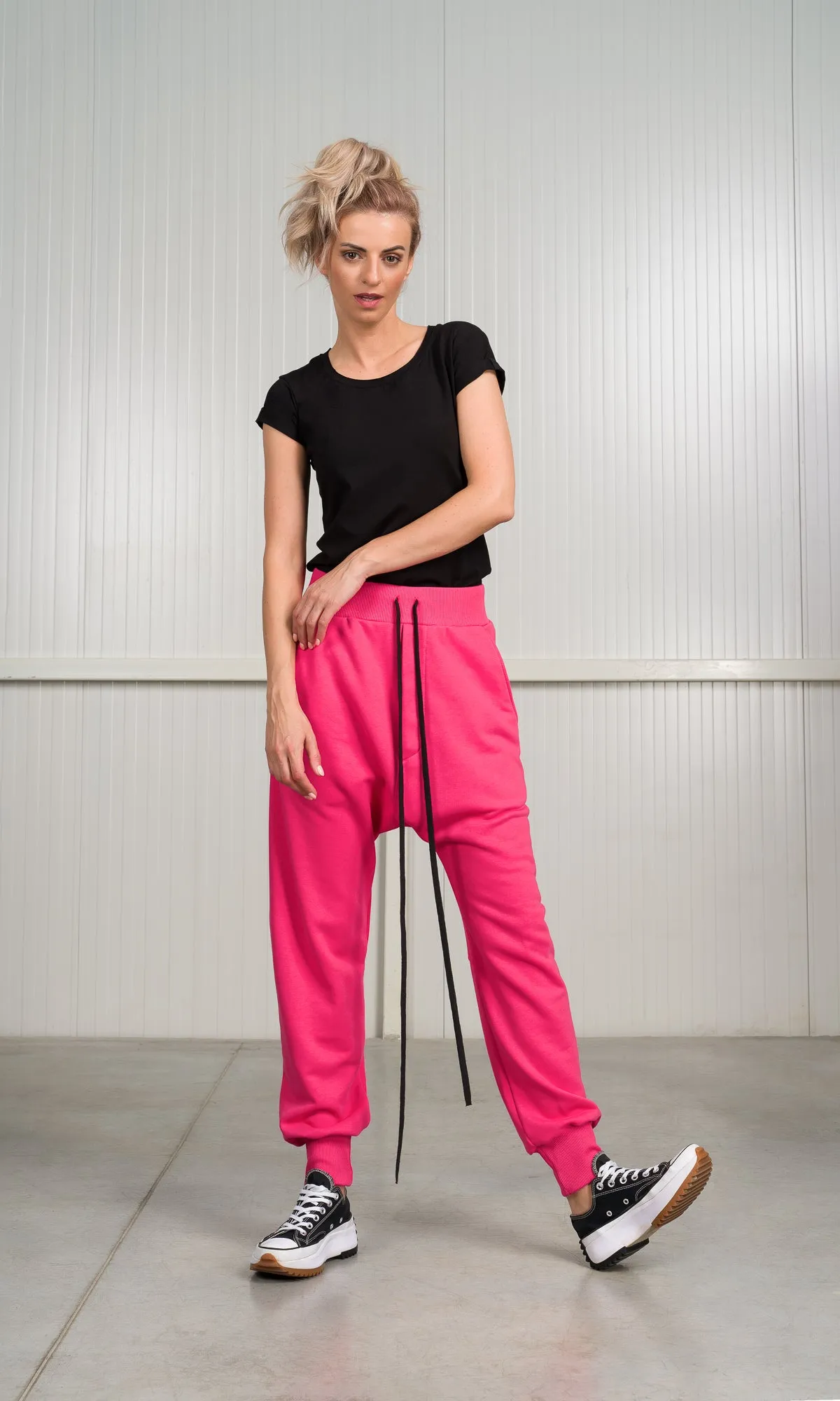 Cuffed Joggers With Ribbed Details