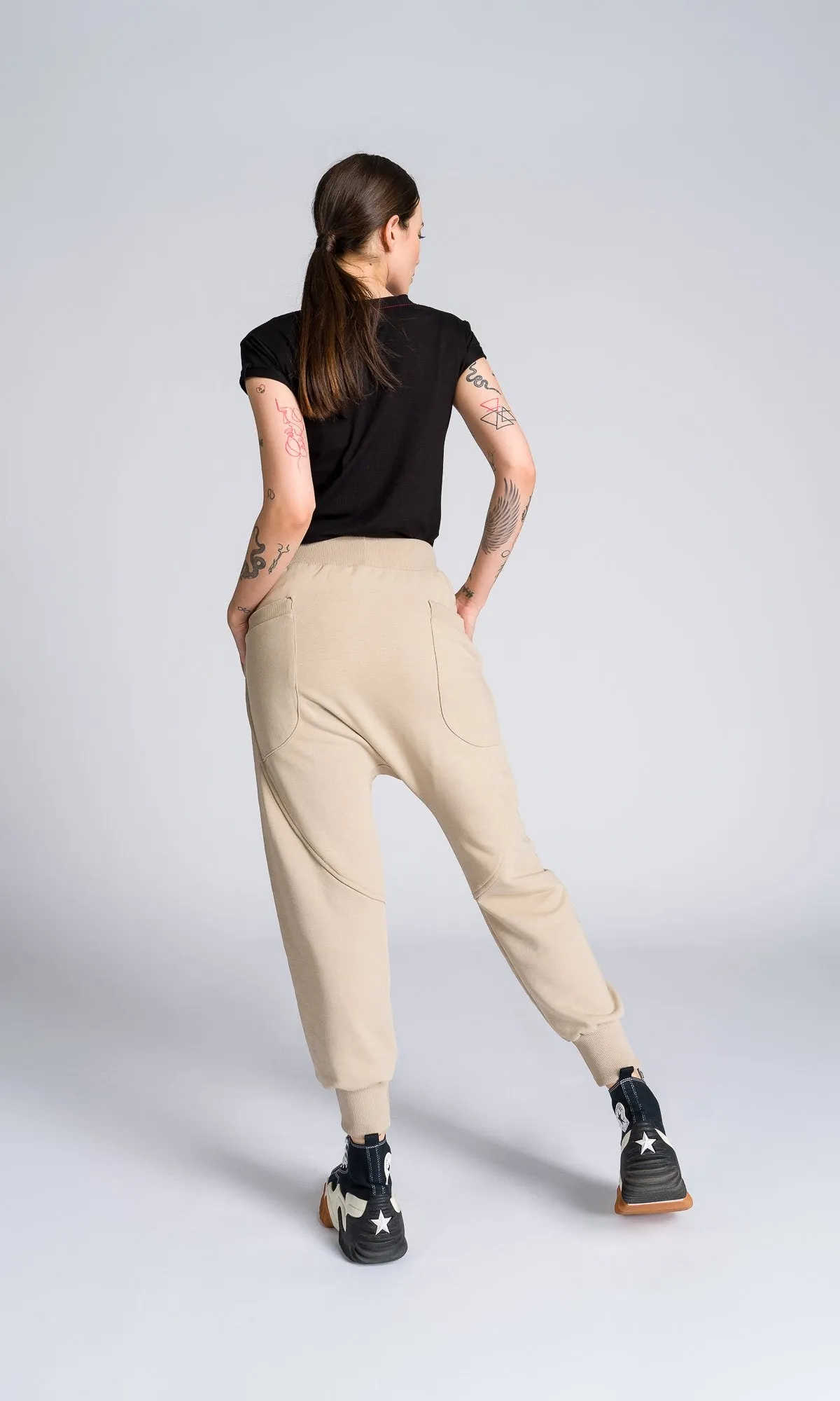 Cuffed Joggers With Ribbed Details