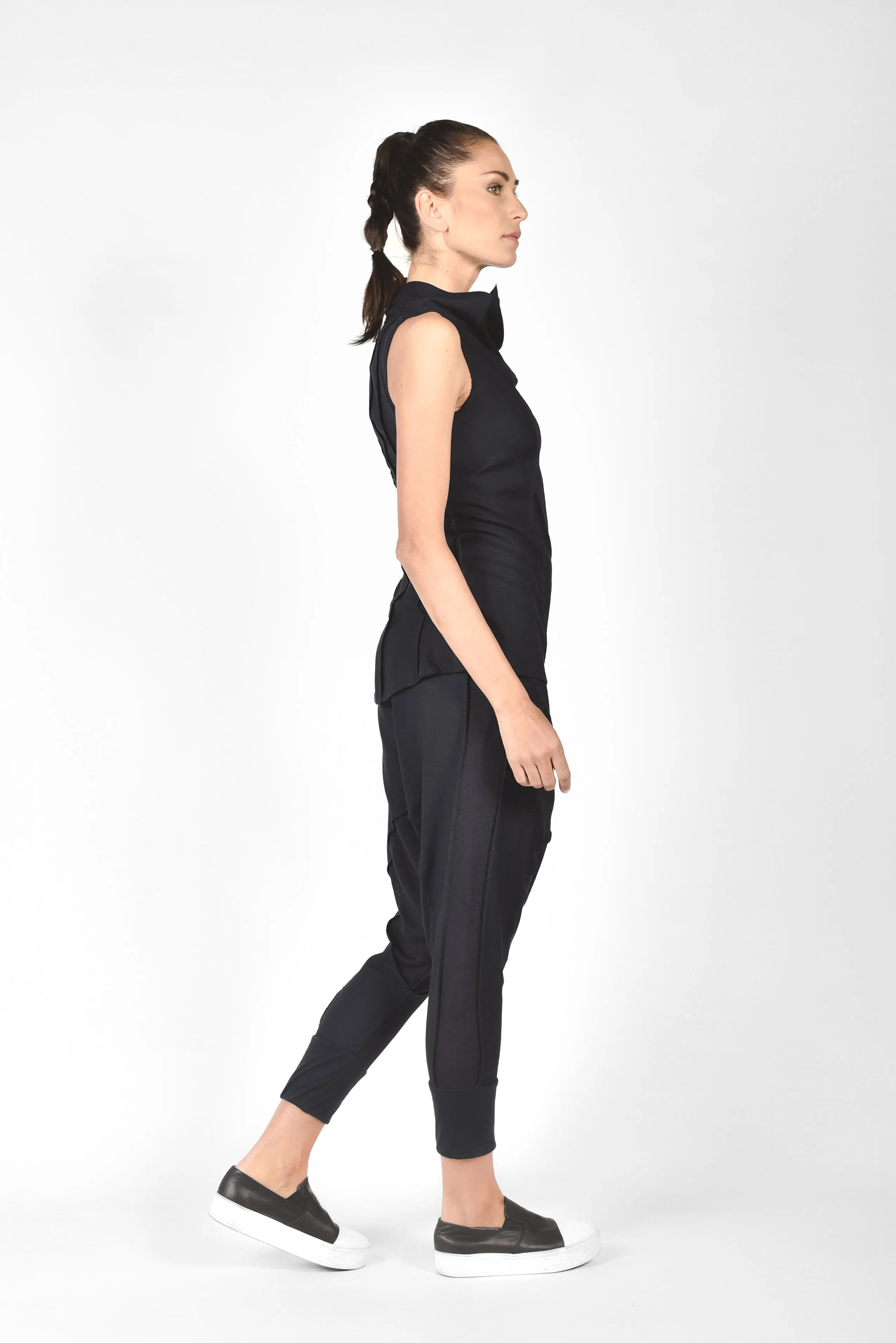 Drop Crotch Linen Knit Harem Pants