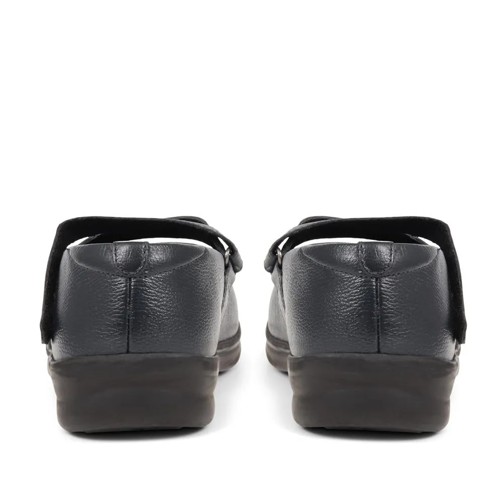 Extra Wide Fit Touch Fasten Leather Mary Janes - LIZBET / 323 992