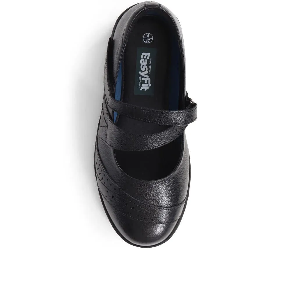 Extra Wide Fit Touch Fasten Leather Mary Janes - LIZBET / 323 992
