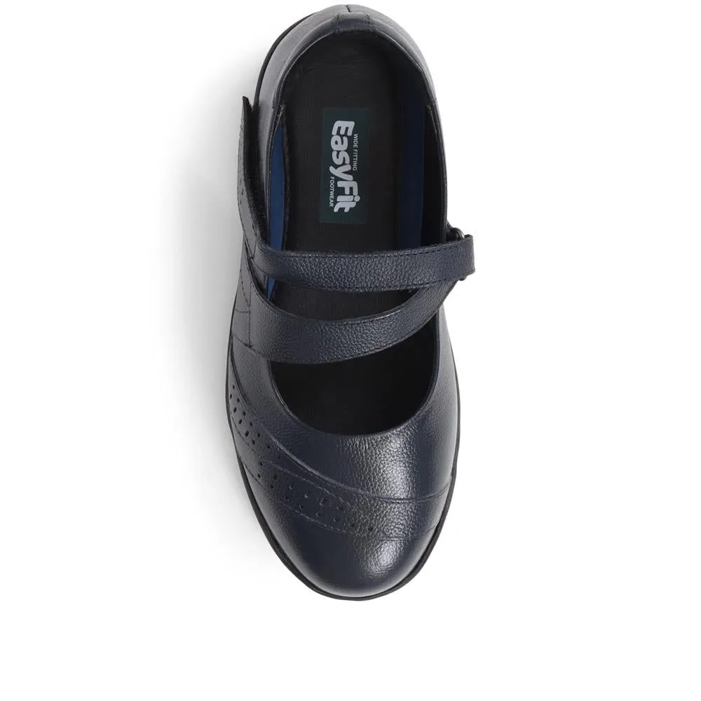 Extra Wide Fit Touch Fasten Leather Mary Janes - LIZBET / 323 992