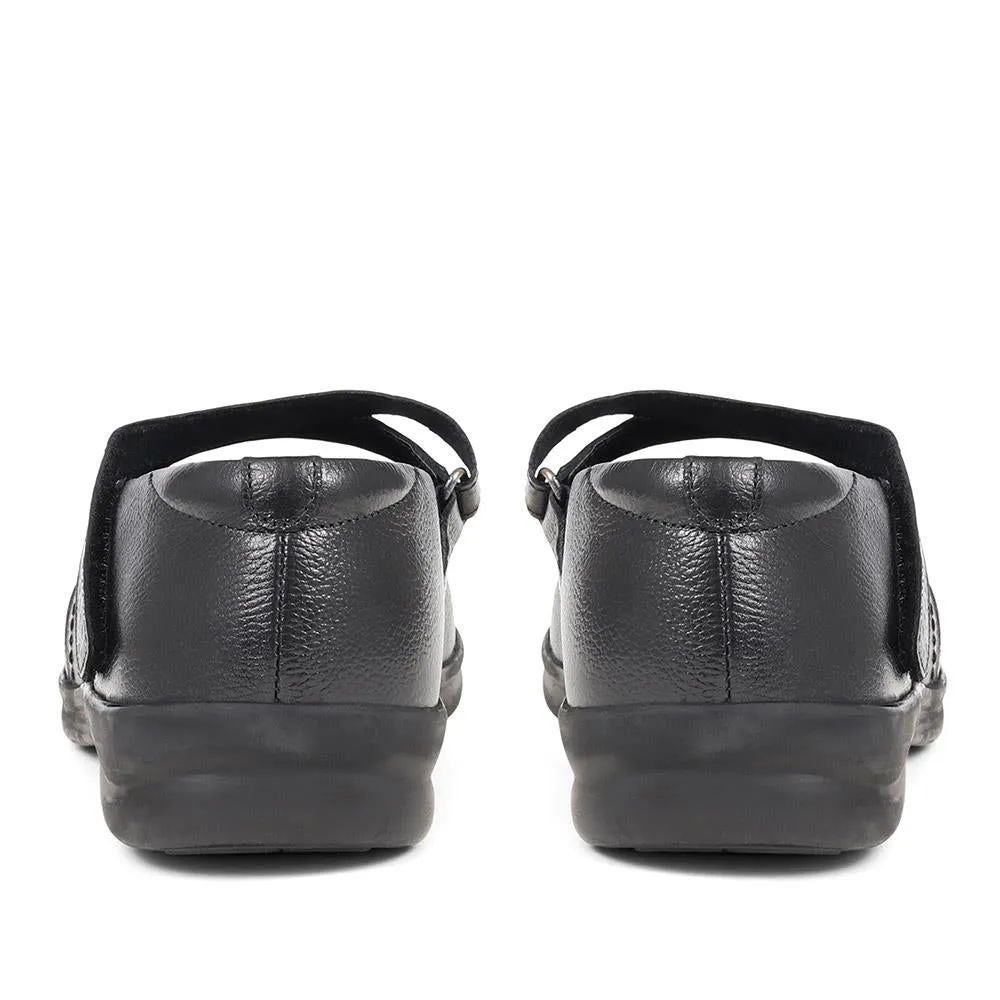 Extra Wide Fit Touch Fasten Leather Mary Janes - LIZBET / 323 992