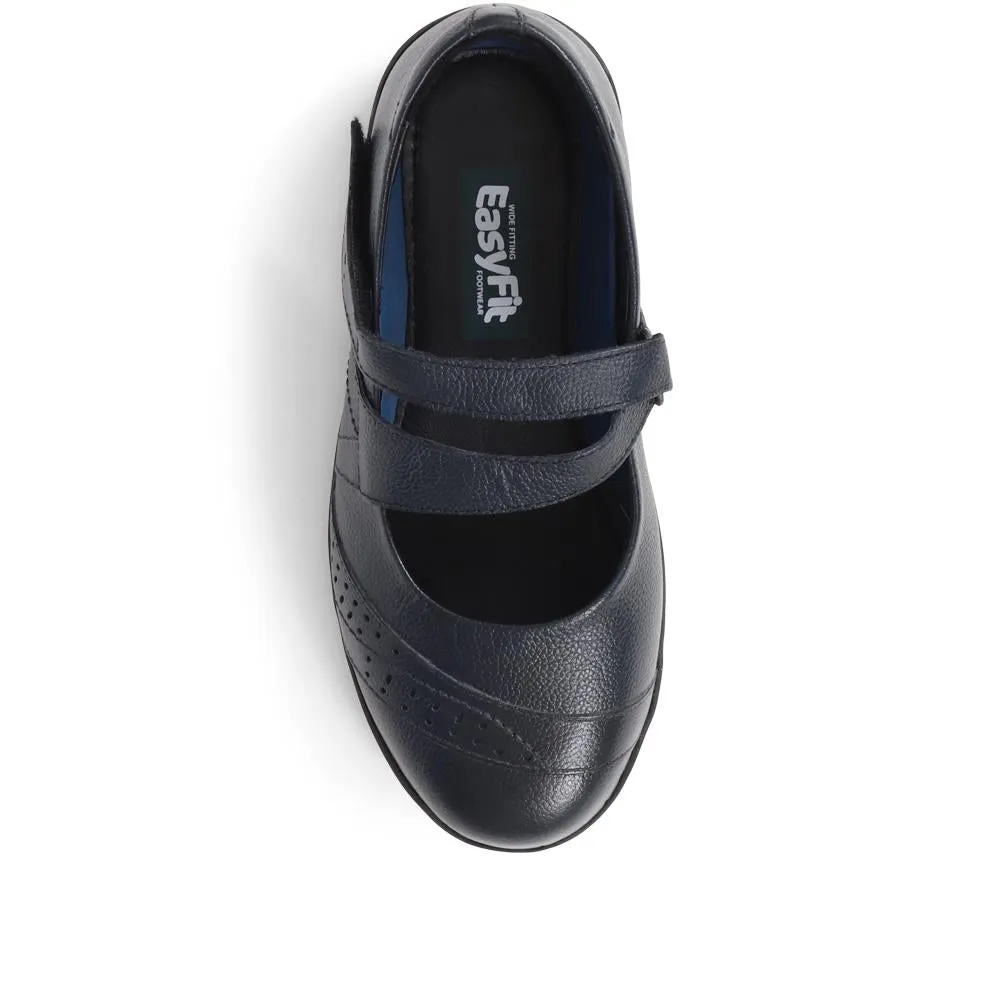 Extra Wide Fit Touch Fasten Leather Mary Janes - LIZBET / 323 992