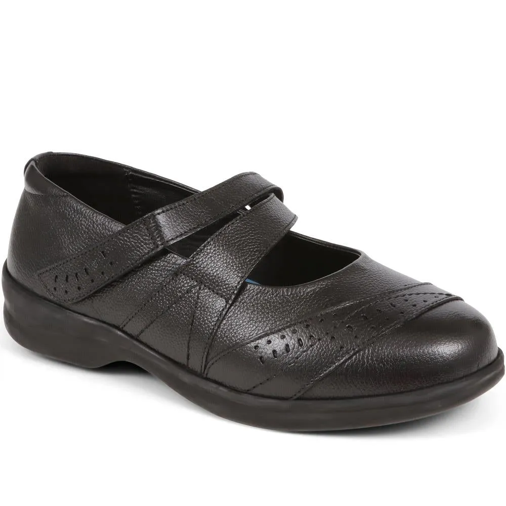 Extra Wide Fit Touch Fasten Leather Mary Janes - LIZBET / 323 992