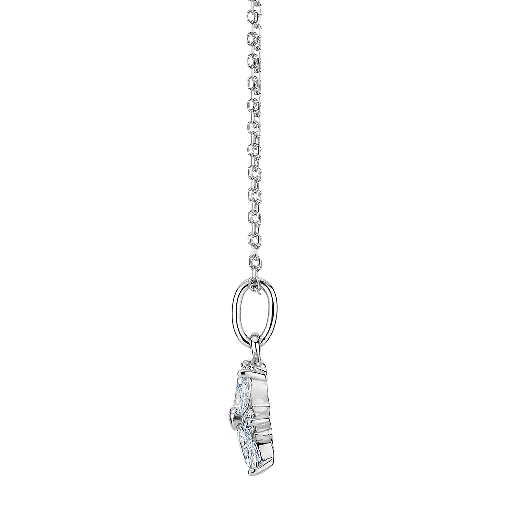 Fancy pendant with 0.68 carats* of diamond simulants in 10 carat white gold