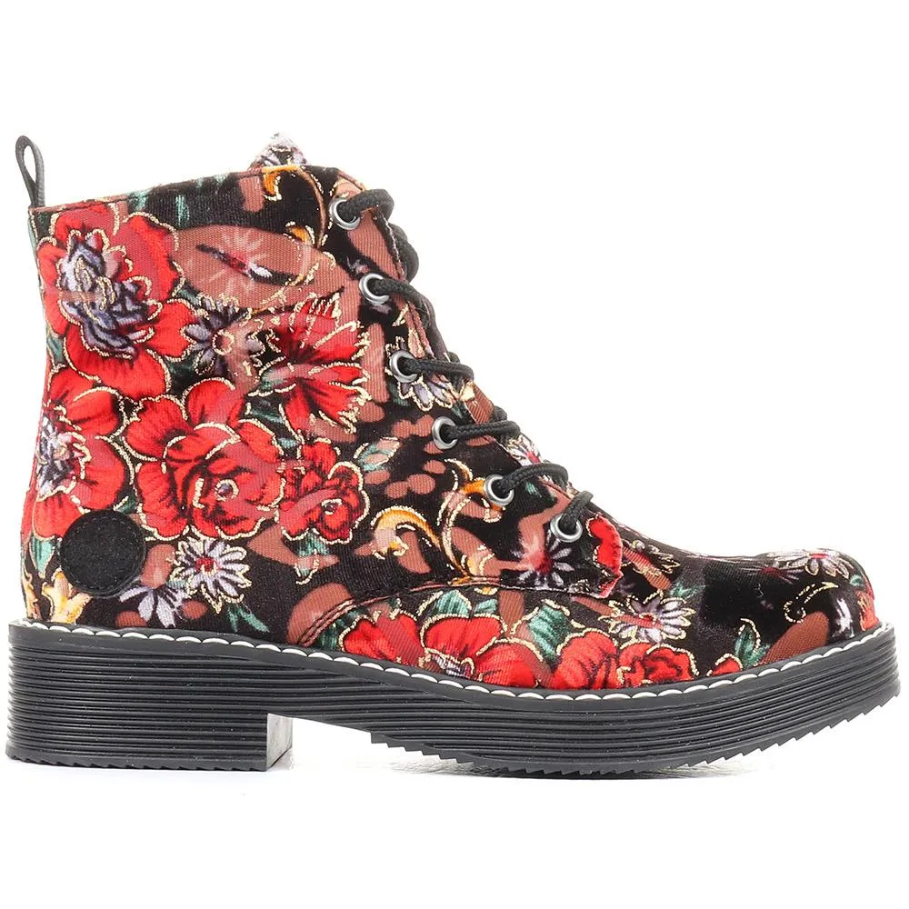 Floral Lace Up Boots - RKR34512 / 320 674