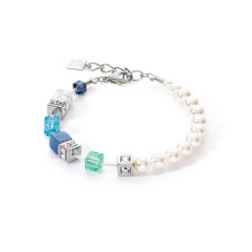 GeoCUBE® Precious Fusion Pearls bracelet aqua blue