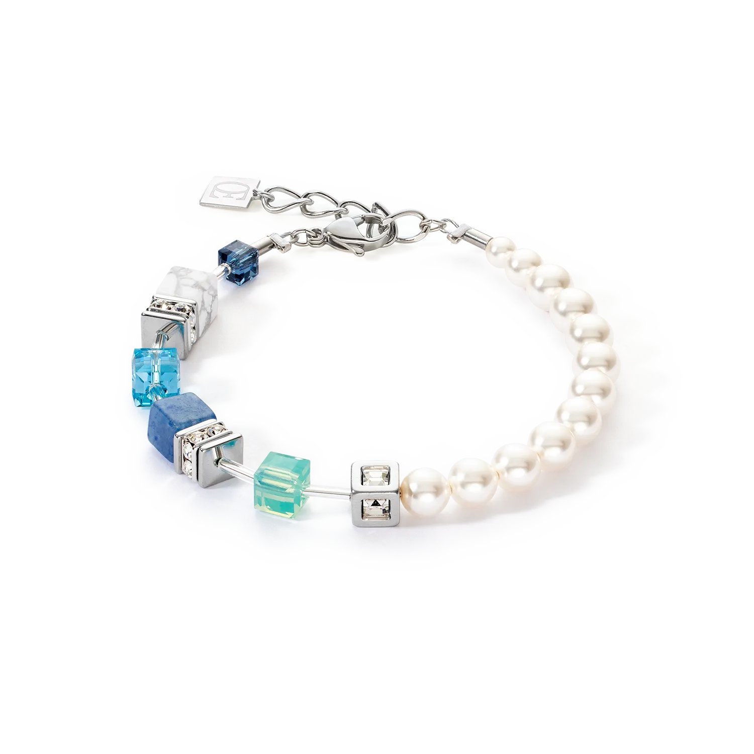 GeoCUBE® Precious Fusion Pearls bracelet aqua blue