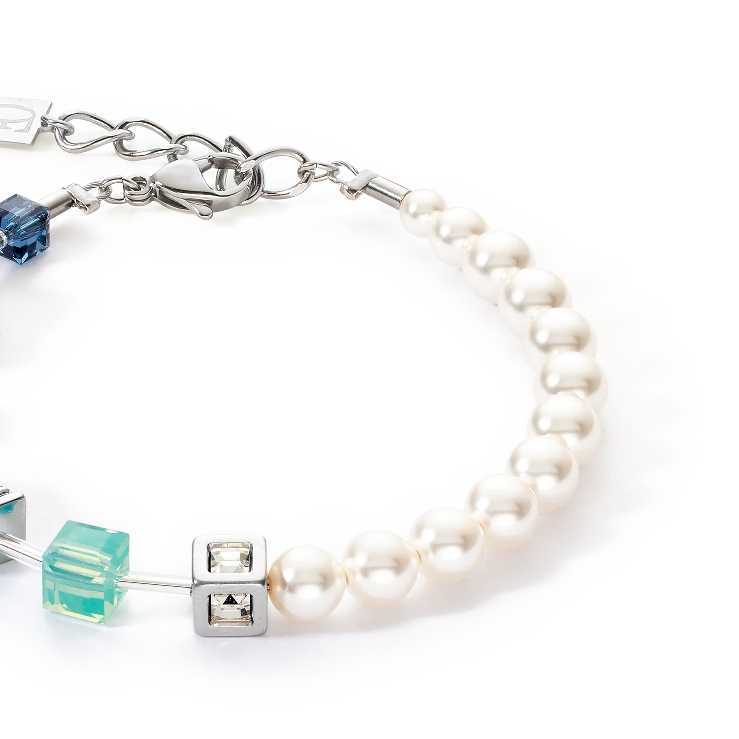 GeoCUBE® Precious Fusion Pearls bracelet aqua blue