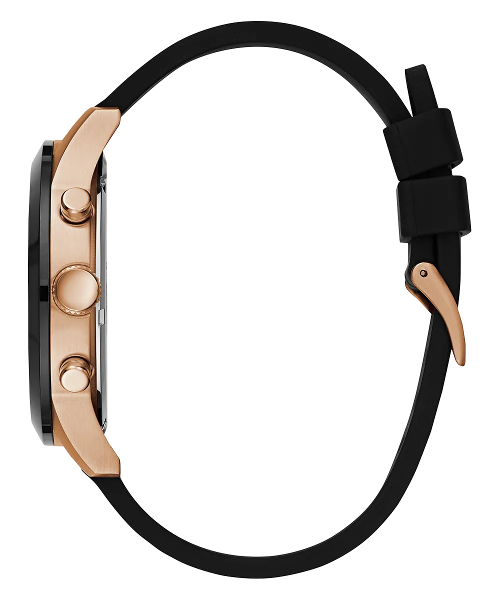 GUESS Mens Black Rose Gold Tone Chronograph Watch