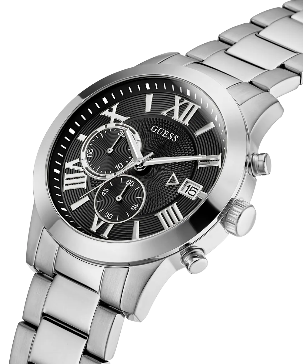GUESS Mens Silver Tone Chronograph Watch