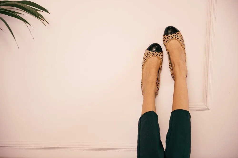 Harrow - Leopard Pony Hair with Black Cap Ballerinas