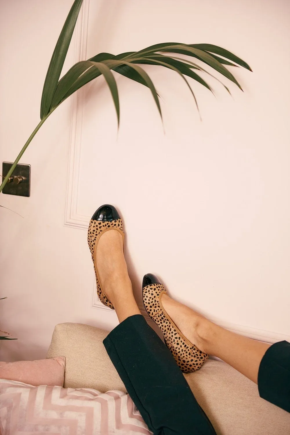 Harrow - Leopard Pony Hair with Black Cap Ballerinas
