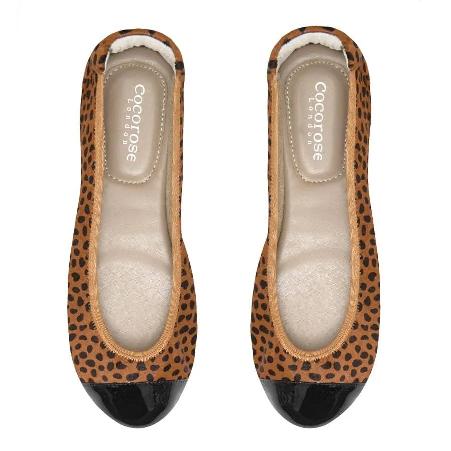 Harrow - Leopard Pony Hair with Black Cap Ballerinas
