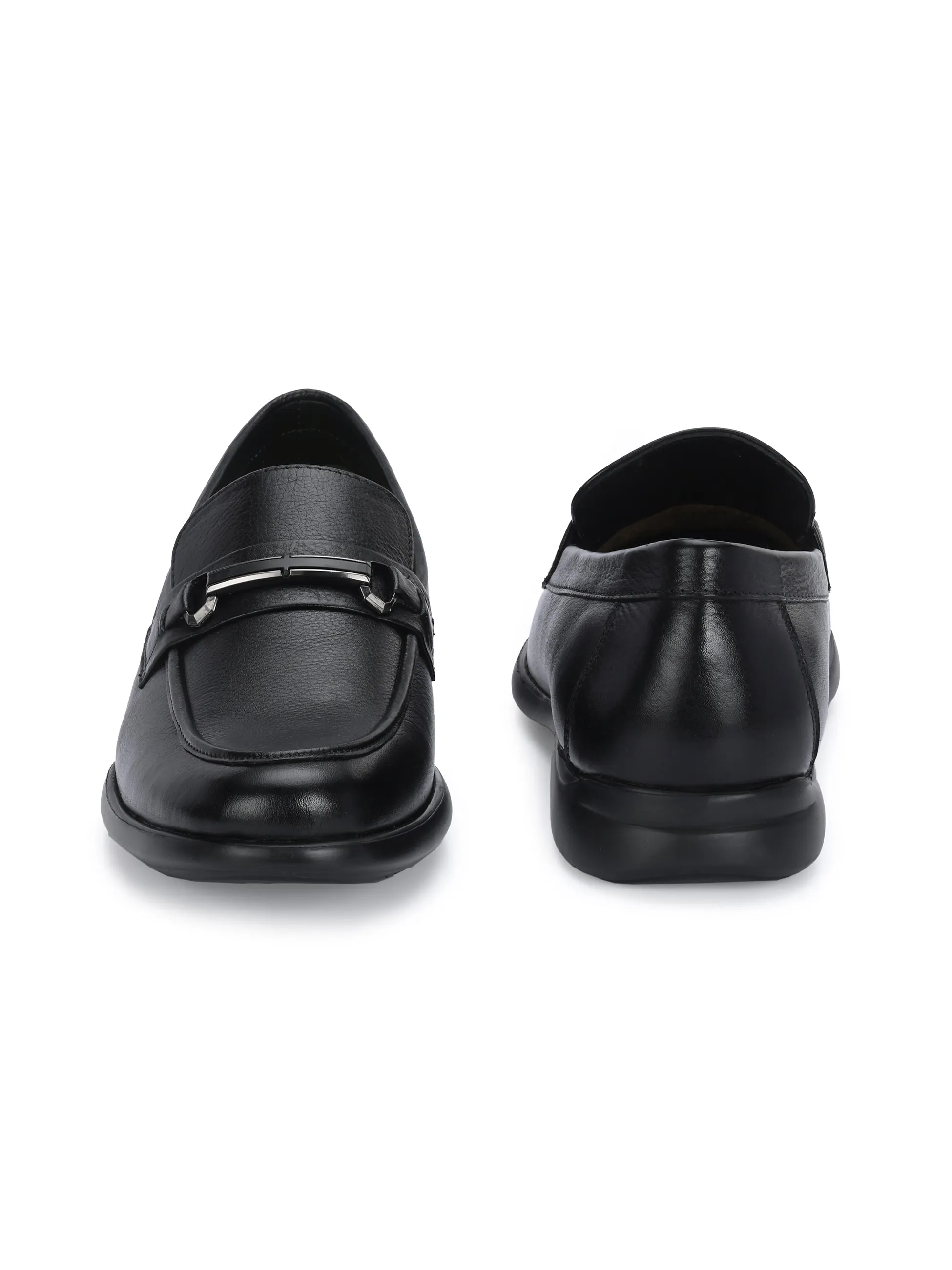 Hitz Men's Black Leather Formal Shoes