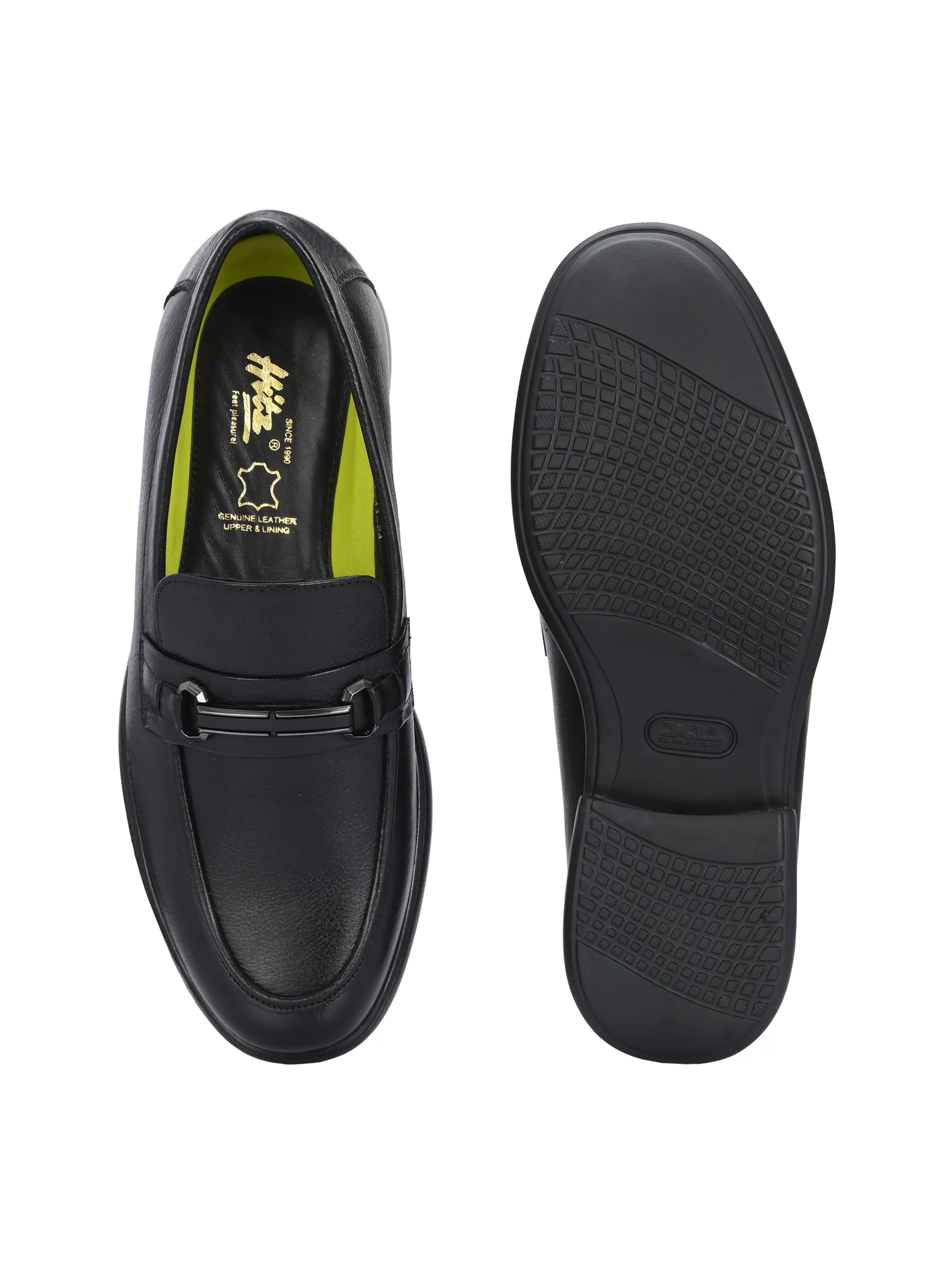 Hitz Men's Black Leather Formal Shoes
