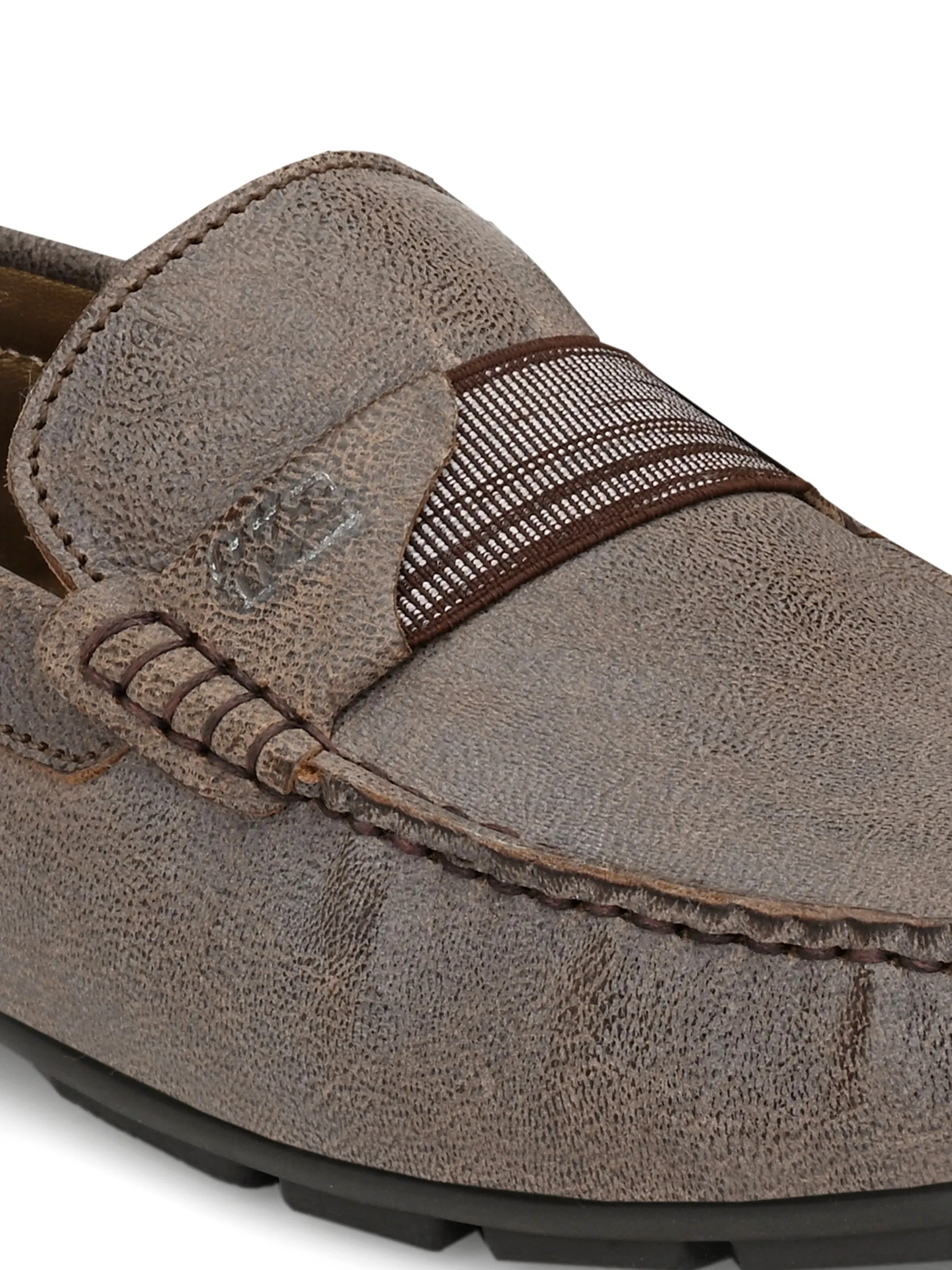 Hitz Men's Brown Leather Moccasins Loafer Shoes