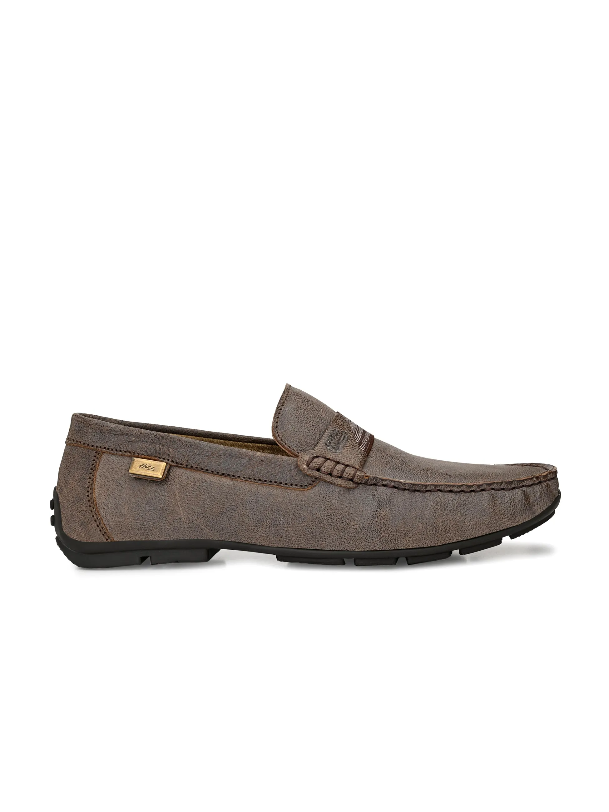 Hitz Men's Brown Leather Moccasins Loafer Shoes