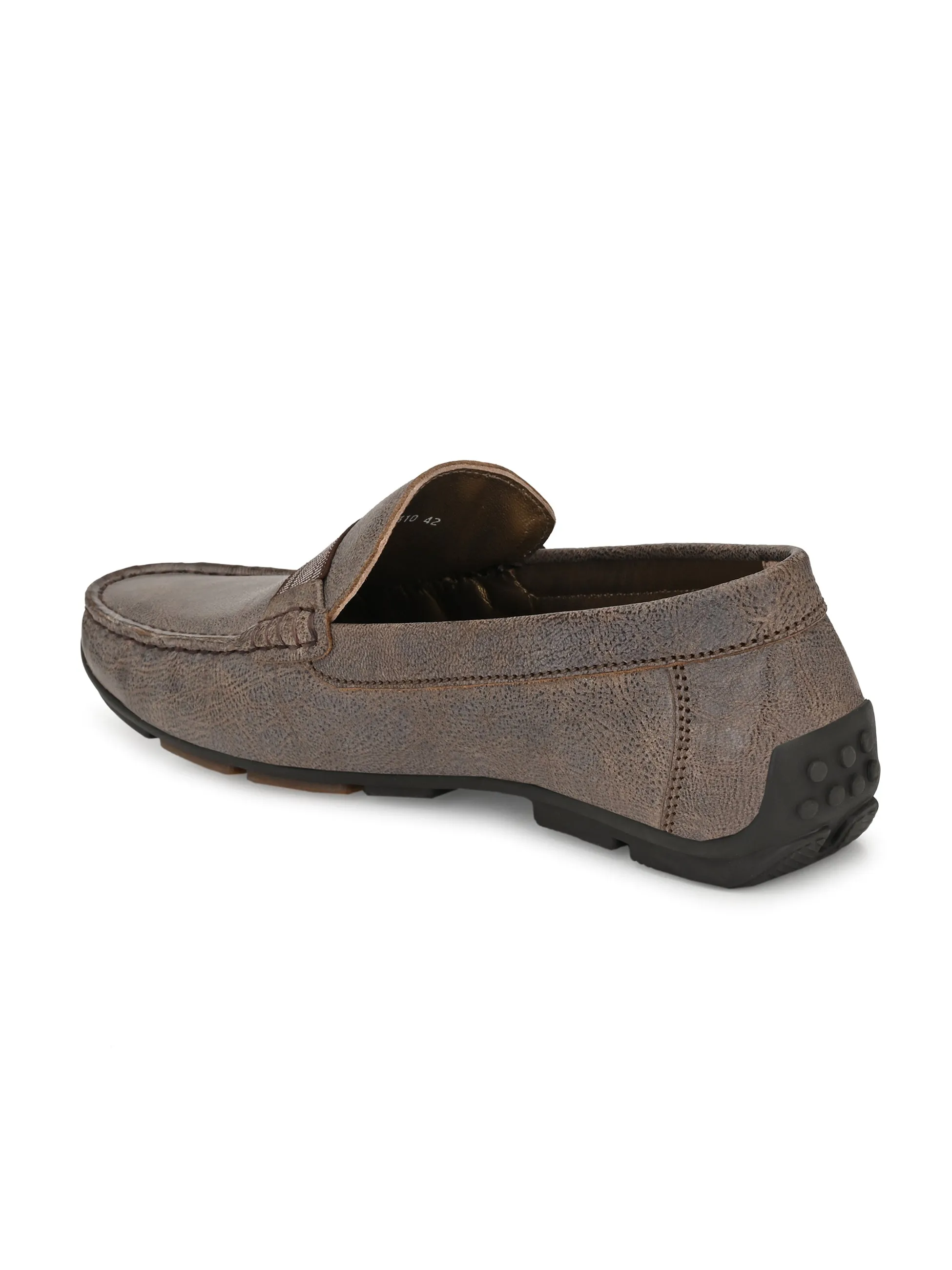 Hitz Men's Brown Leather Moccasins Loafer Shoes