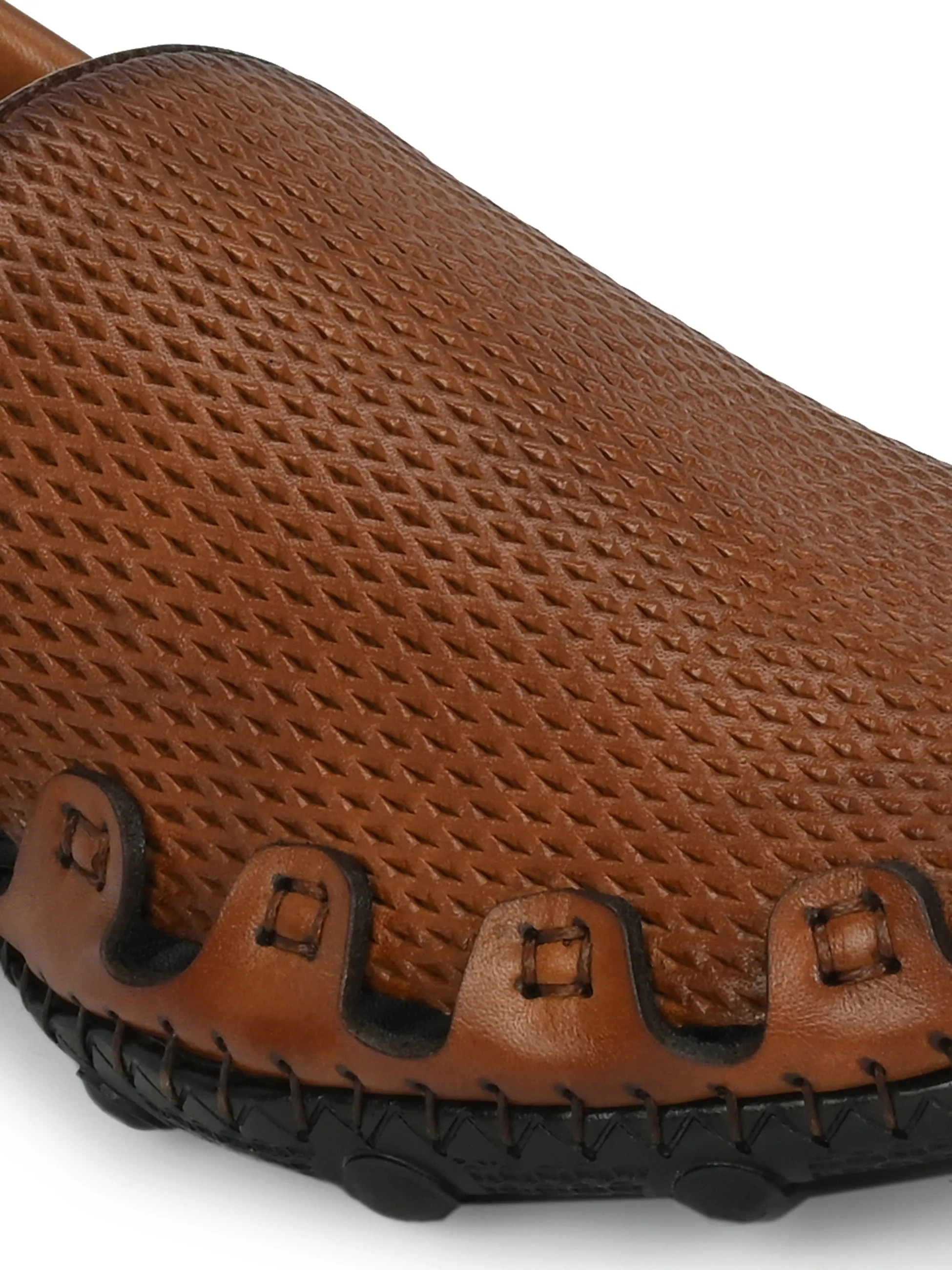 Hitz Men's Tan Leather Comfortable Shoe Style Sandals with Back Strap