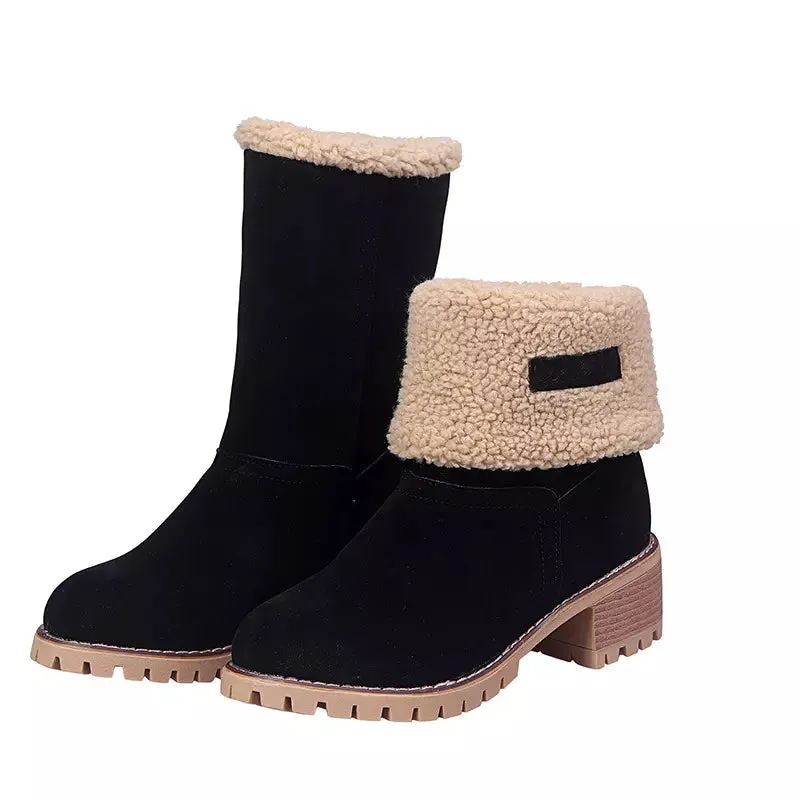Hot Style Medium Tube Thick Heel Suede Women's Boots