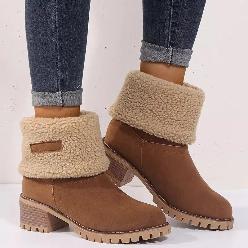 Hot Style Medium Tube Thick Heel Suede Women's Boots
