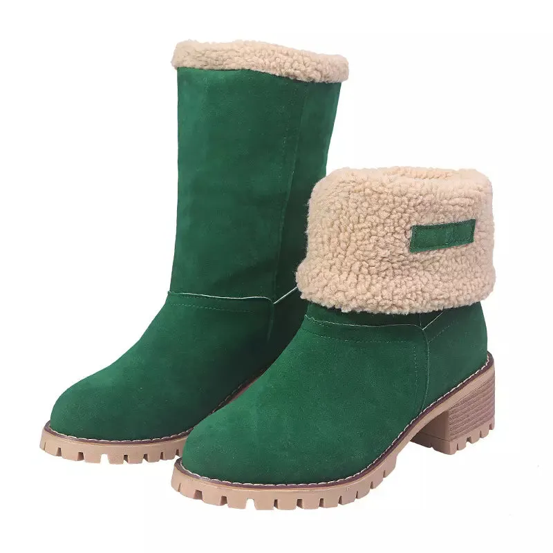 Hot Style Medium Tube Thick Heel Suede Women's Boots