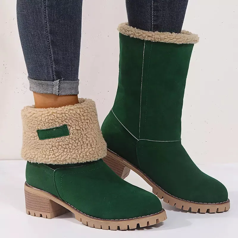 Hot Style Medium Tube Thick Heel Suede Women's Boots