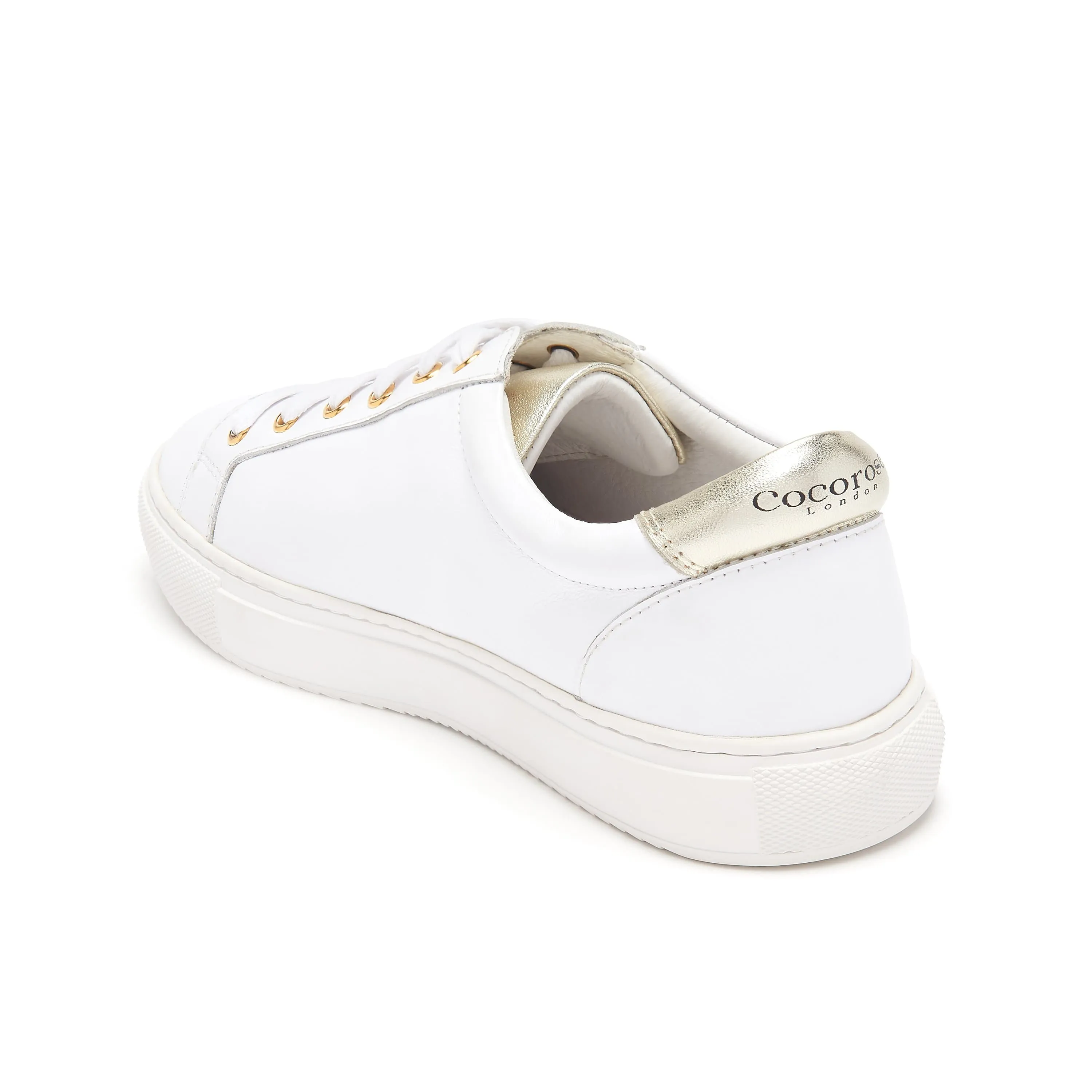 Hoxton - White Leather Trainers with Rainbow