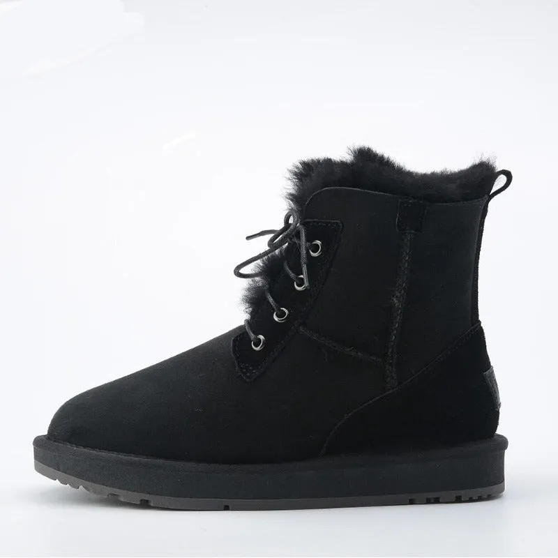 Leather Women Short Ankle Winter Boots