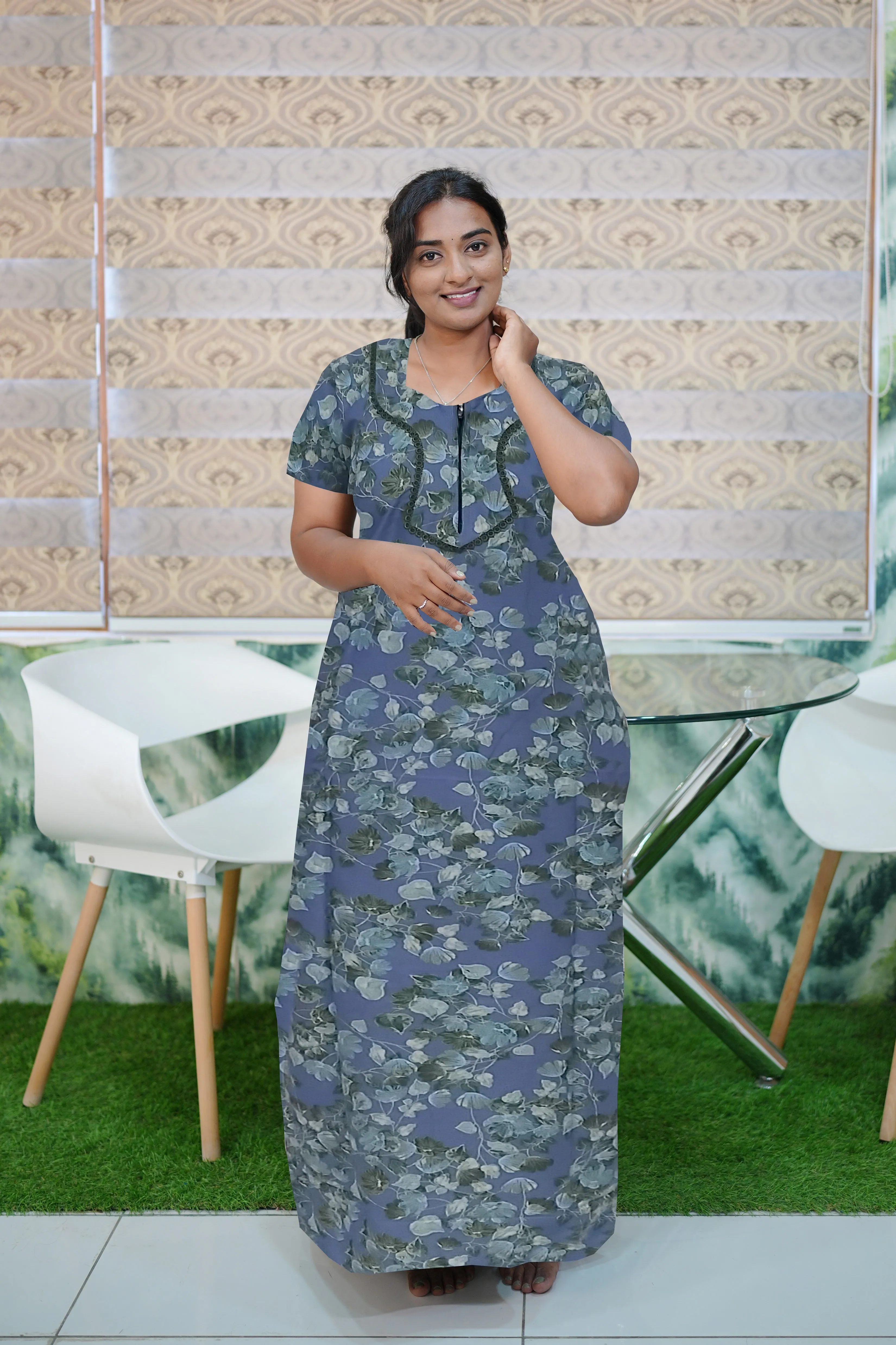 MANGAI New Regular Fit Cotton Printed Nighties - All Over Printed Stylish Nightwear for Stylish Women | Side Cut Pocket | Beautiful Nighties for Stylish Women's | Colorful Printed Cotton Nighties (CTCC)