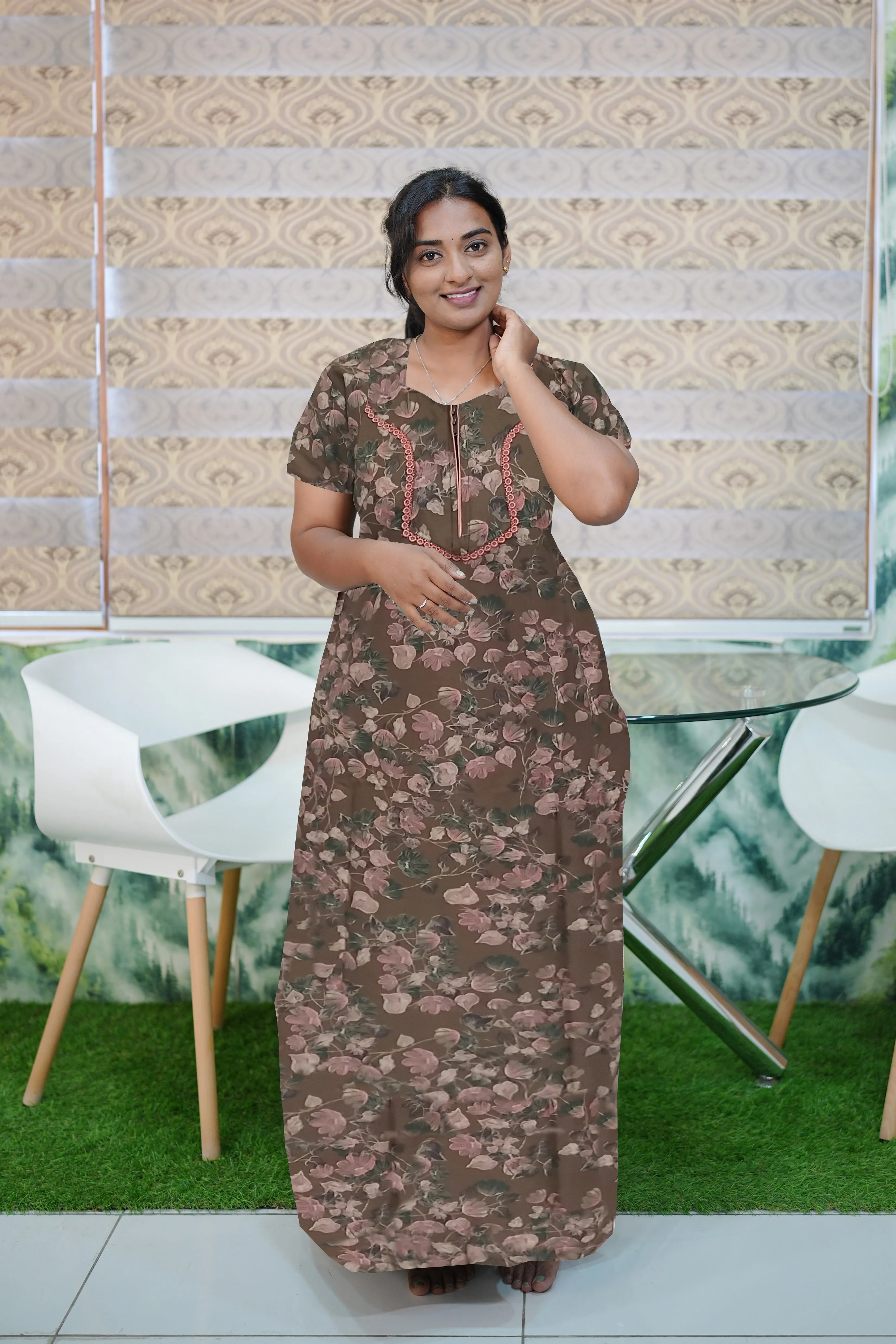 MANGAI New Regular Fit Cotton Printed Nighties - All Over Printed Stylish Nightwear for Stylish Women | Side Cut Pocket | Beautiful Nighties for Stylish Women's | Colorful Printed Cotton Nighties (CTCC)