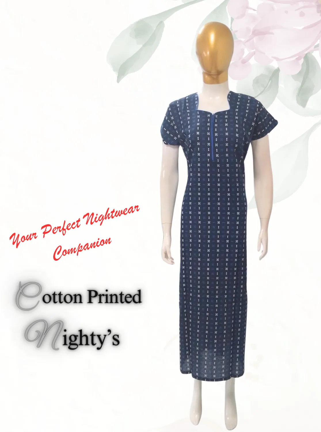 MANGAI New Regular Fit Cotton Printed  Nighties - All Over Printed Stylish Nightwear for Stylish Women | Side Cut Pocket | Beautiful Nighties for Stylish Women's (VNM)