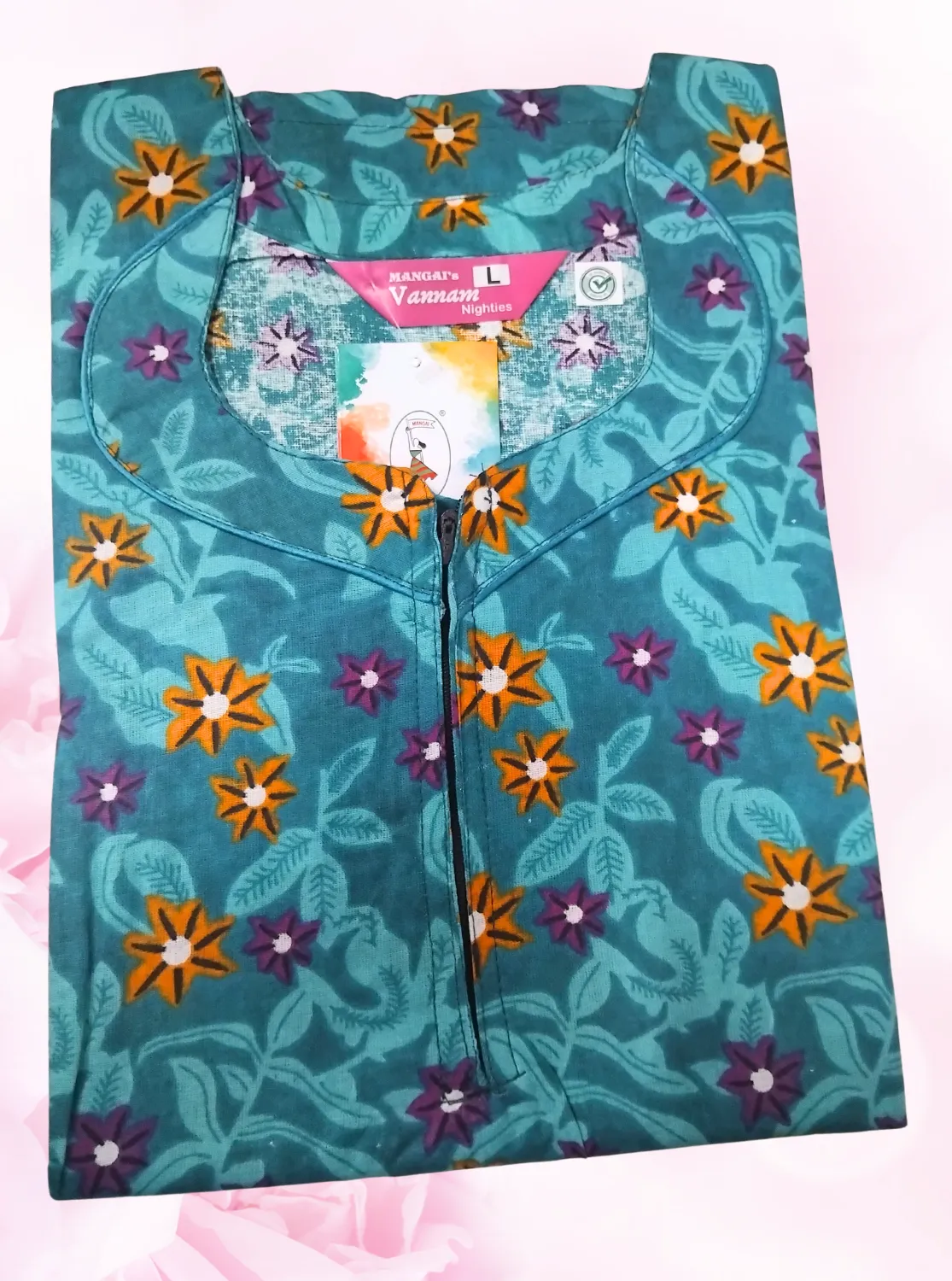 MANGAI New Regular Fit Cotton Printed  Nighties - All Over Printed Stylish Nightwear for Stylish Women | Side Cut Pocket | Beautiful Nighties for Stylish Women's (VNM)