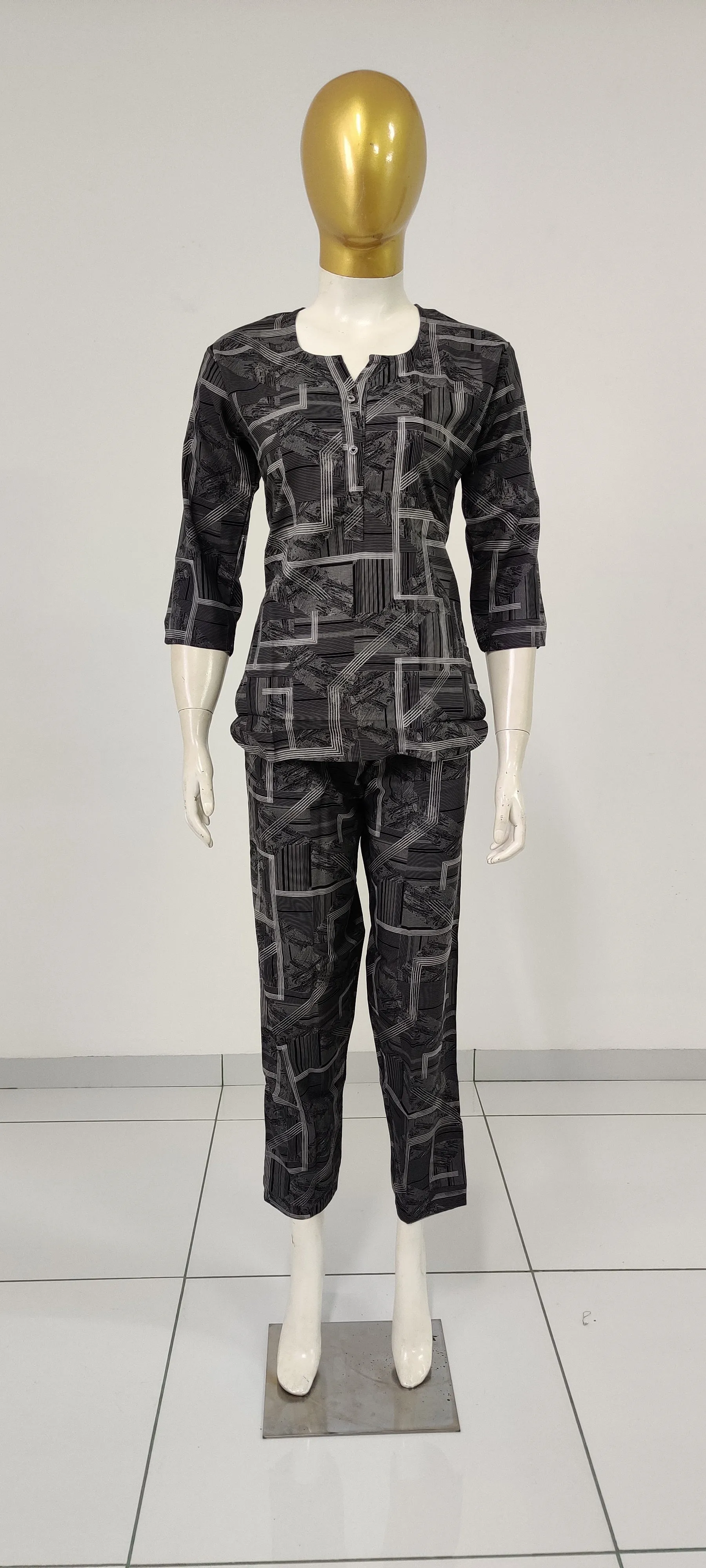 MANGAI Premium RAYON Printed Stylish U-Cut Model Night Suits | Stylish Print's All Over | Top & Bottom Set | 3/4 Sleeve| U-Cut Neck | Trendy Night Suits for Stylish Women's (RUNS-UCUT)