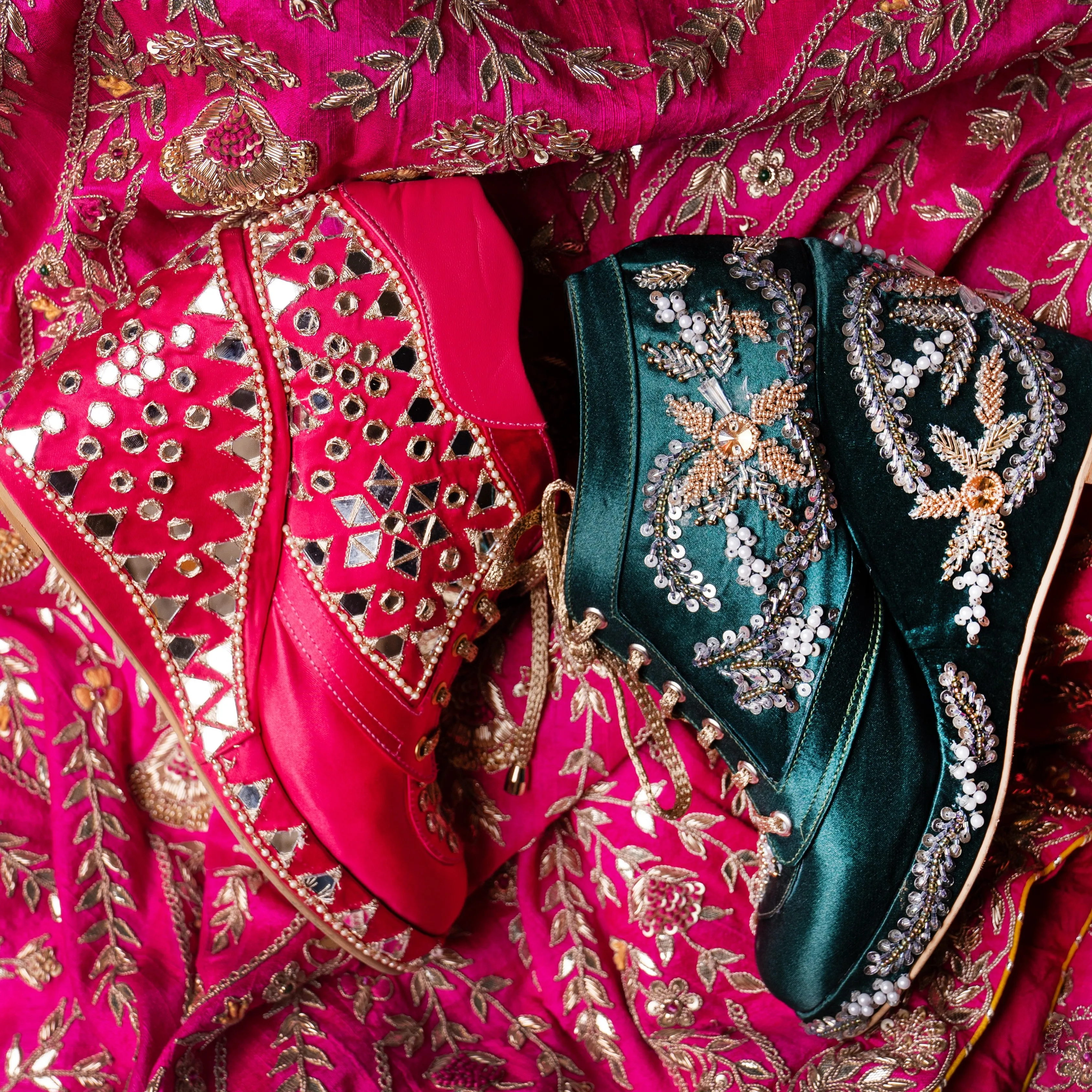 Pink Mirror Wedding Sneaker Wedges | Tiesta