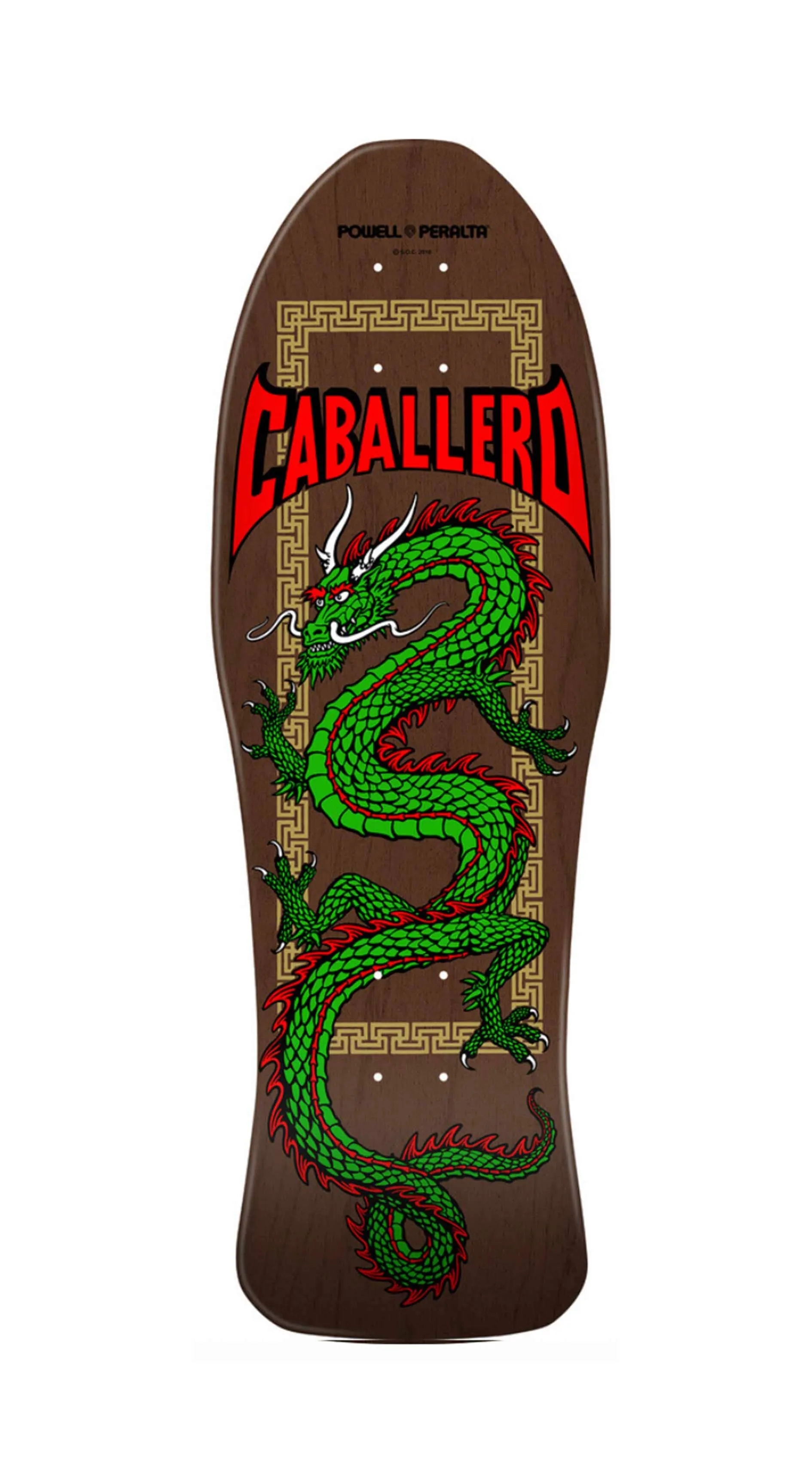 Powell Peralta Caballero Chinese Dragon Brown Stained Reissue Skateboard Deck - Tabla
